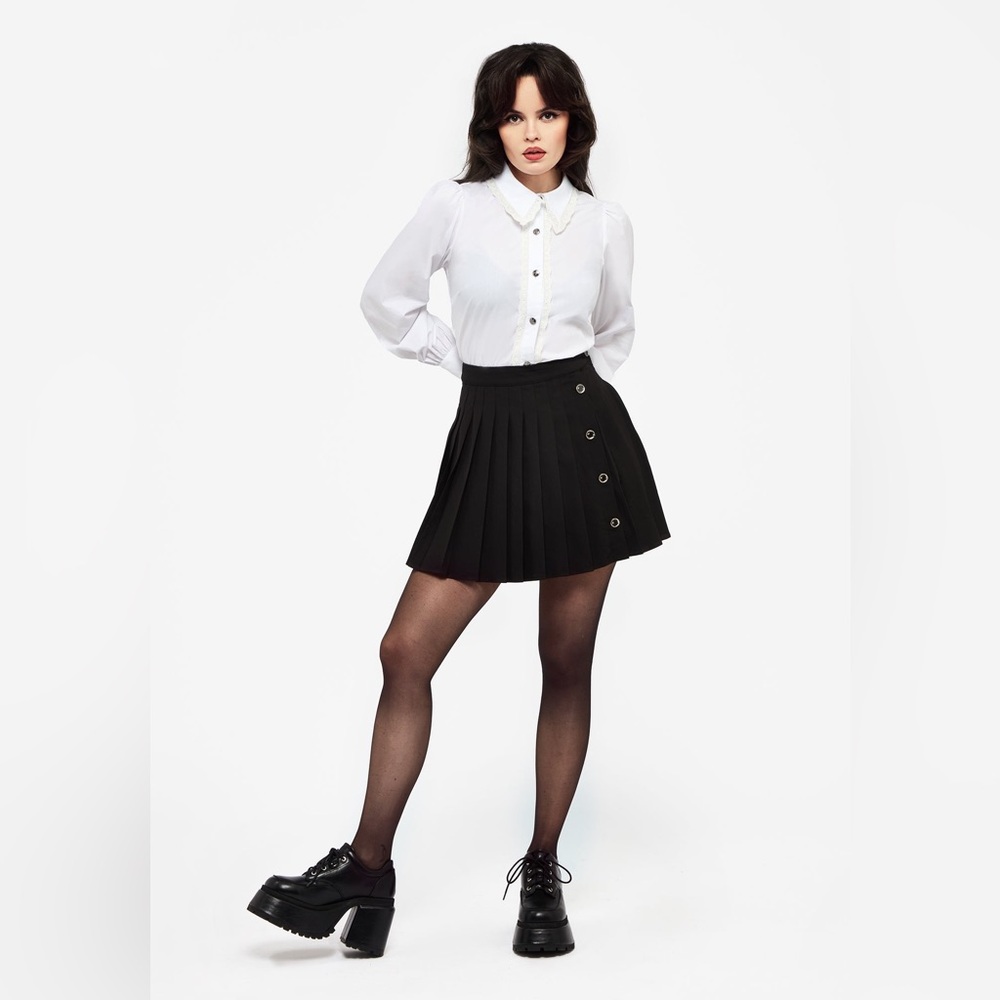 Disturbia Grace Lace Trim Button Up Shirt US 8 / UK 12